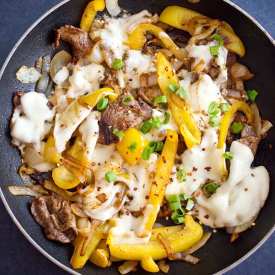 One Pan Gluten Free Cheesesteaks