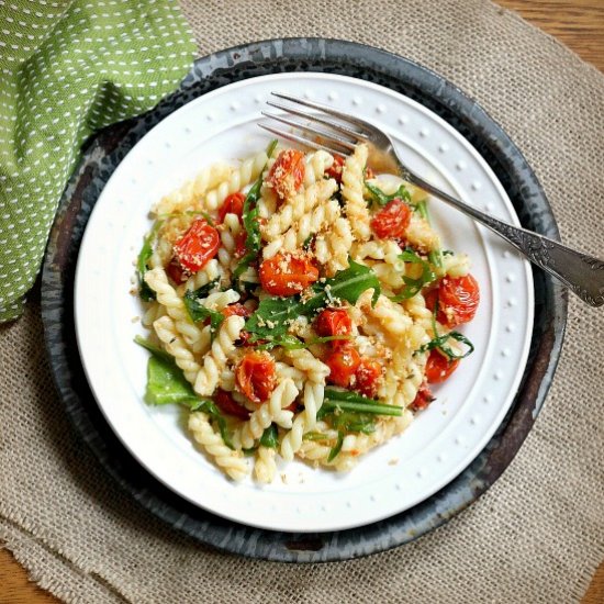 Pasta with Roasted Tomatoes Arugula