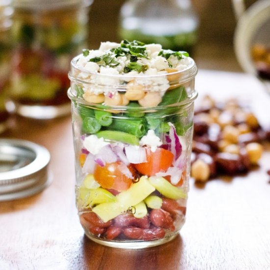 Layered Bean and Feta Salad Jars