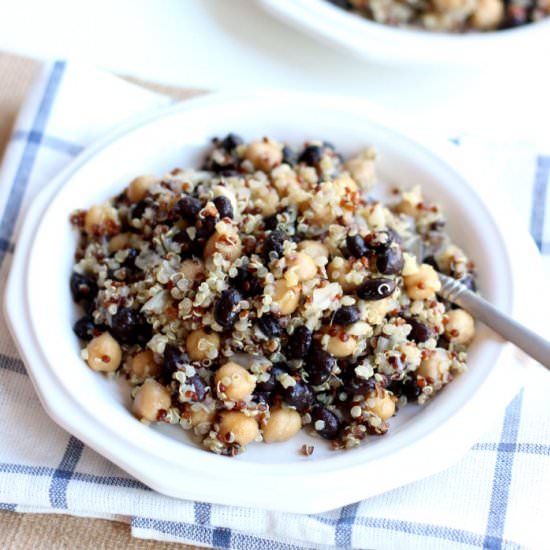 quinoa, black bean, chickpea salad