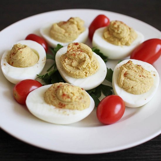 Healthy Deviled Eggs and Hummus