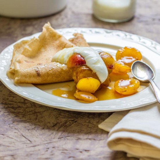 Buckwheat Crepes with yellow plums