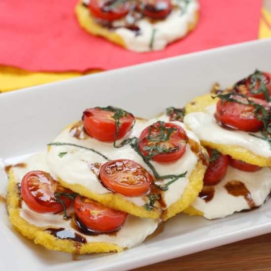 Mini Caprese Polenta Pizzas