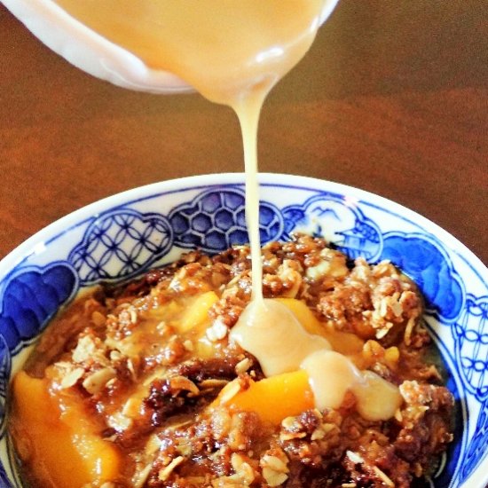 Peach Crisp with Maple-Rum Cream