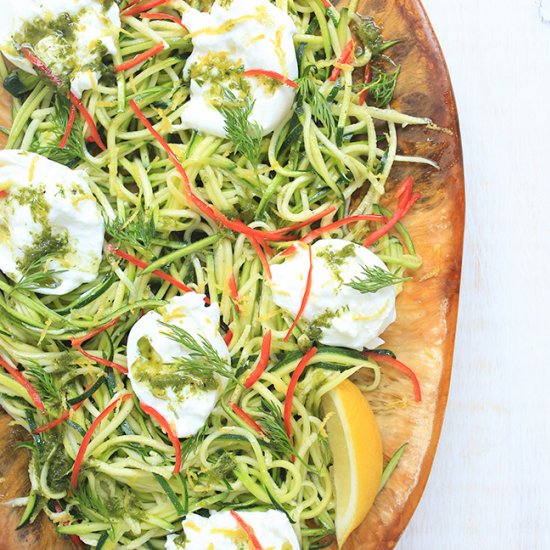 Raw Zucchini Slaw with Burrata