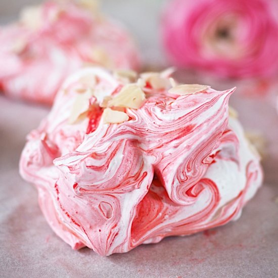 Almond and Pomegranate meringues