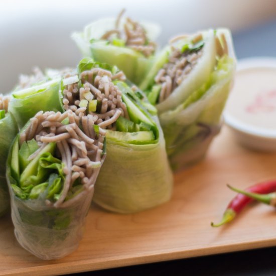 Soba Spring Rolls with Sesame Sauce