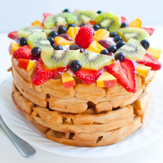 Whole Wheat Fruit Pizza Waffles