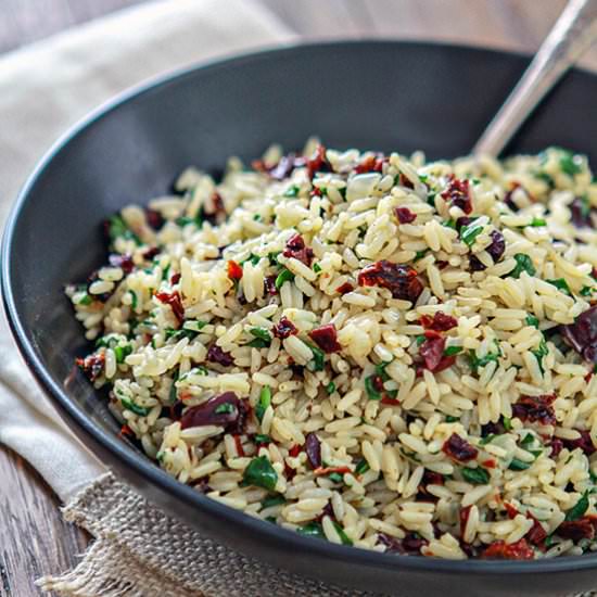 Sun Dried Tomato Spinach Rice Pilaf