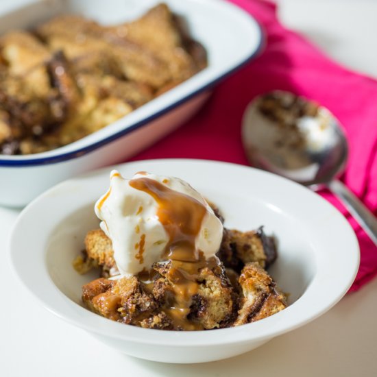 Caramel Nutella Bread Pudding