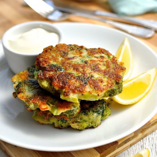 Garlic Parmesan Broccoli Fritters