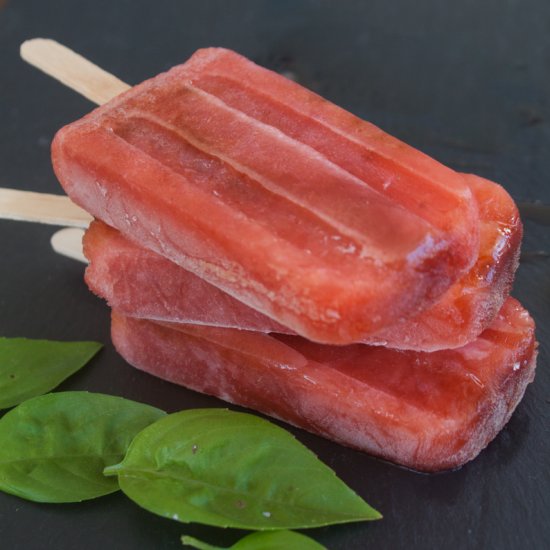 Strawberry Basil Balsamic Popsicles