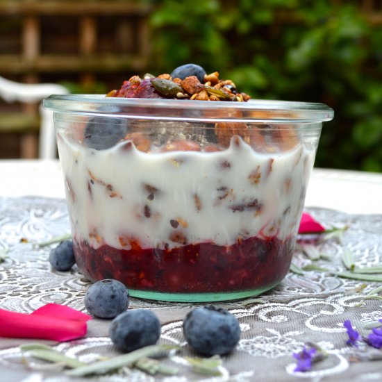 Cinnamon Granola with Mixed Berries