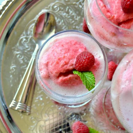 Raspberry Sorbet Champagne Floats