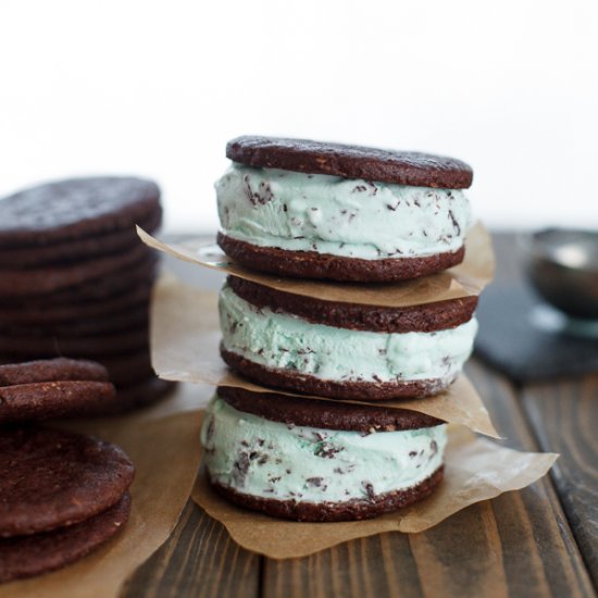 Mint Chocolate Chip Ice Cream Sandwiches