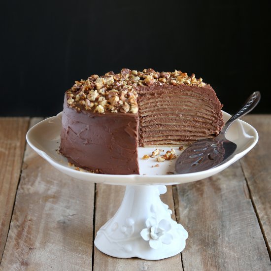 Crepe Cake with Toasted Walnuts