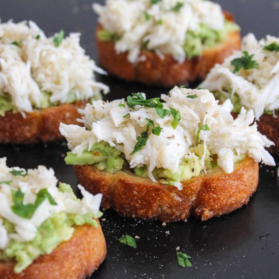 Avocado and Crab Crostini