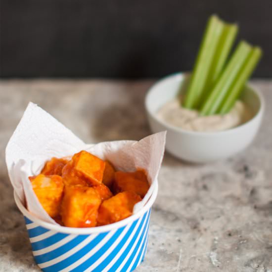 Fried Buffalo Tofu with Blue Cheese