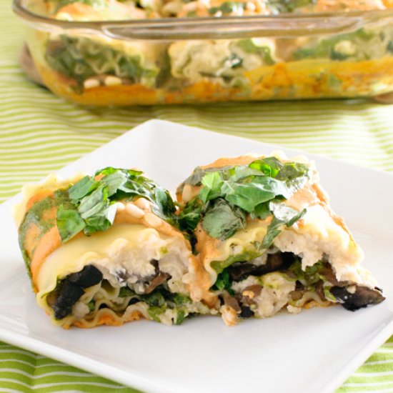 Spinach & Mushroom Lasagna Rolls