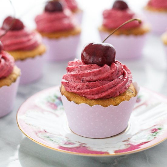 Chocolate Chip Cupcakes with Cherry