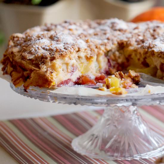 Peach and plum coffee cake