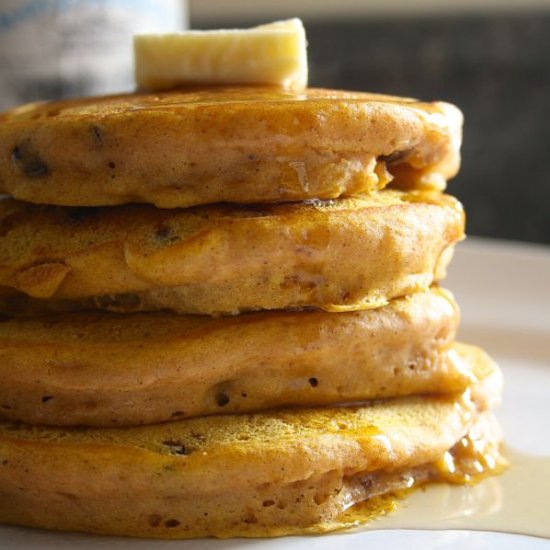 Pumpkin Chocolate Chip Pancakes