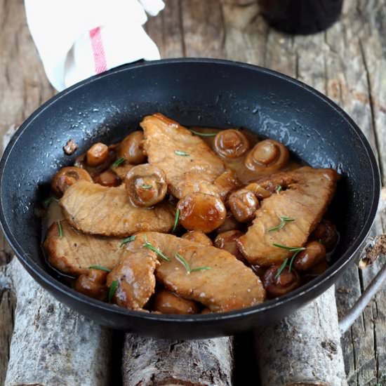 Pork, mushrooms and Pedro Ximenez