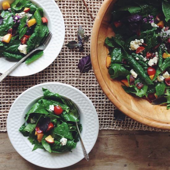 Spinach & Peaches Salad with Bacon