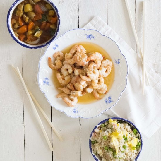 Chinese prawns with rice