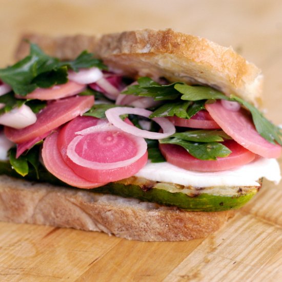 Zucchini and Pickled Beet Sandwich