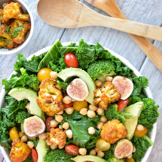 Kale Salad w/ Curried Cauliflower