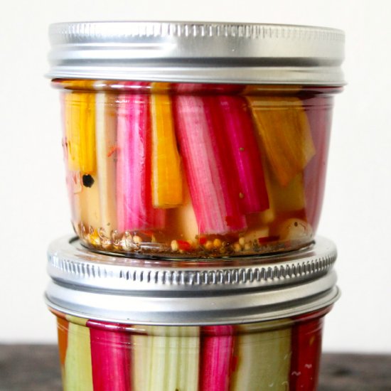 Spicy Pickled Swiss Chard Stems