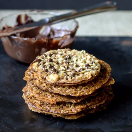 Dark Chocolate Almond Lacy Cookies