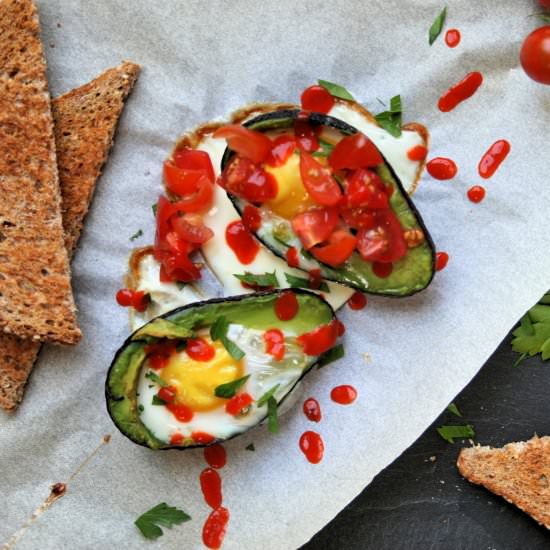 Spicy Avocado Baked Eggs