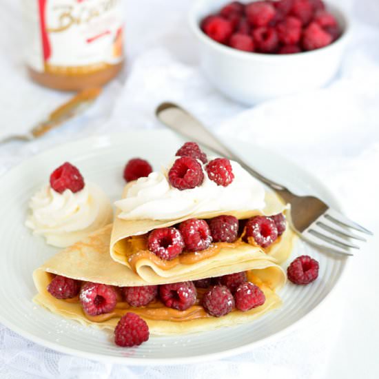 Raspberries n Creme Biscoff Crepes