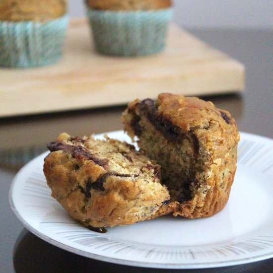 Banana Chocolate Nutella Muffins