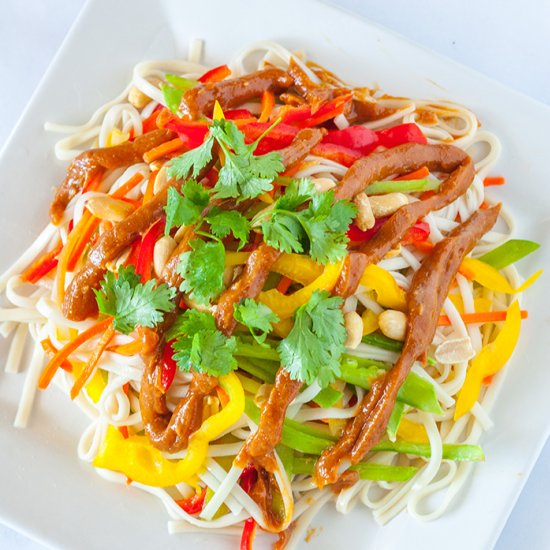 Udon Noodle Salad with Peanut Sauce