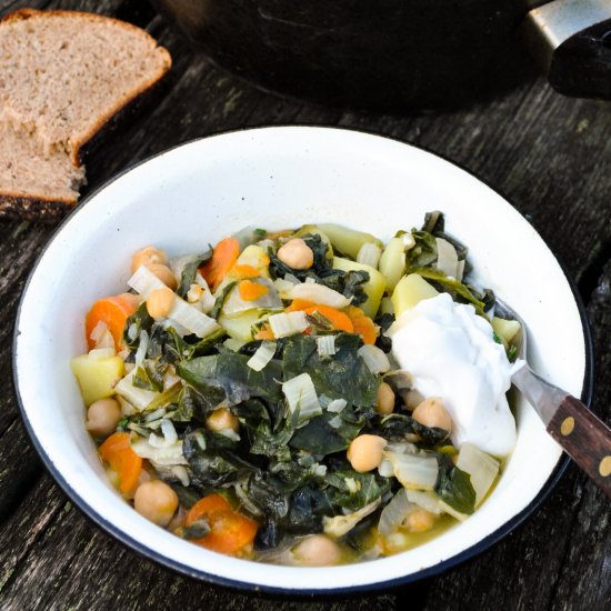 Chard and potato stew with chickpea