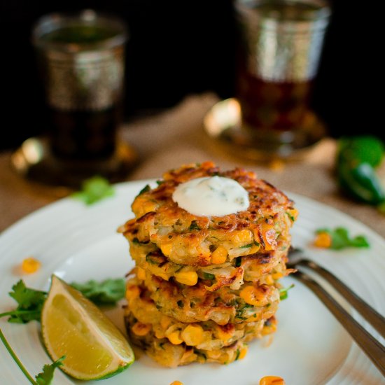 Corn, Cabbage & Zucchini fritters