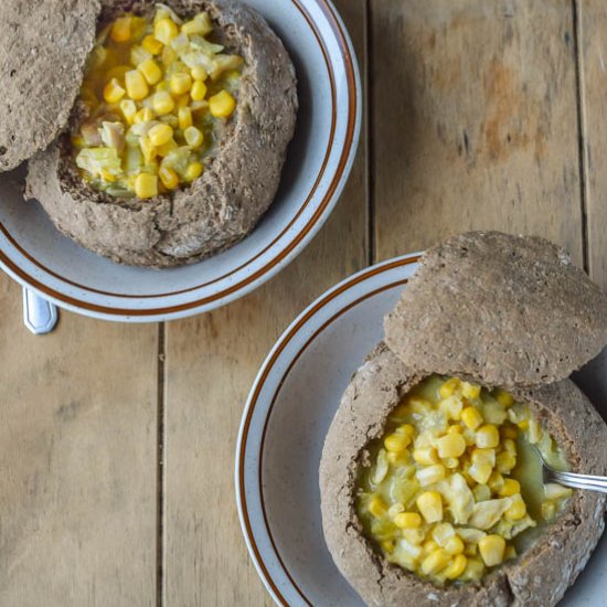 Corn Chicken Chowder+Bread Bowls