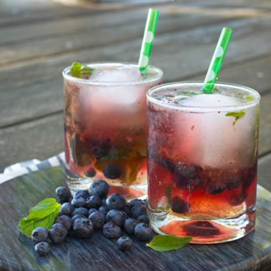 Honey Basil Bourbon Blueberry Smash