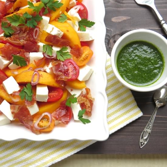 Peach Caprese with Herb Dressing