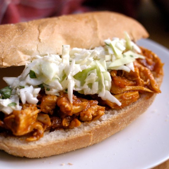 Barbecue pulled chicken sandwich