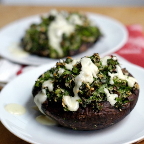 Broccoli-stuffed portobellos