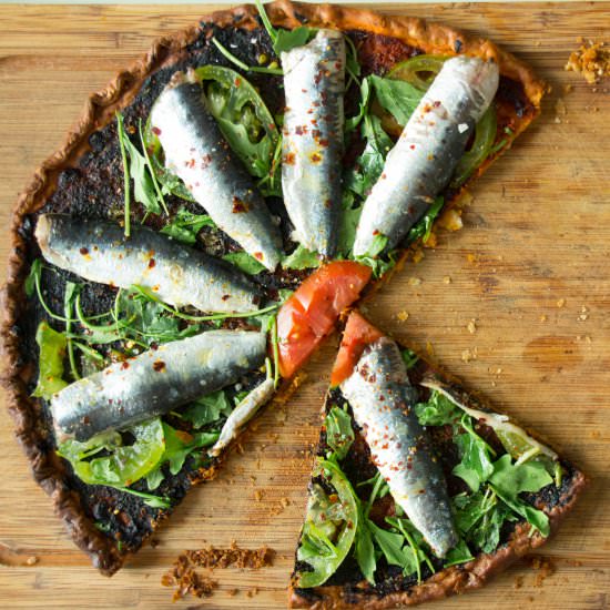 Marinated Sardines and Arugula Tart