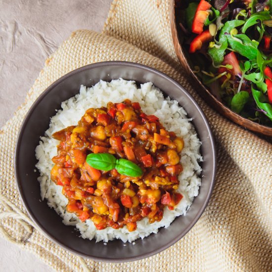 Cauliflower Rice with Pumpkin Sauce