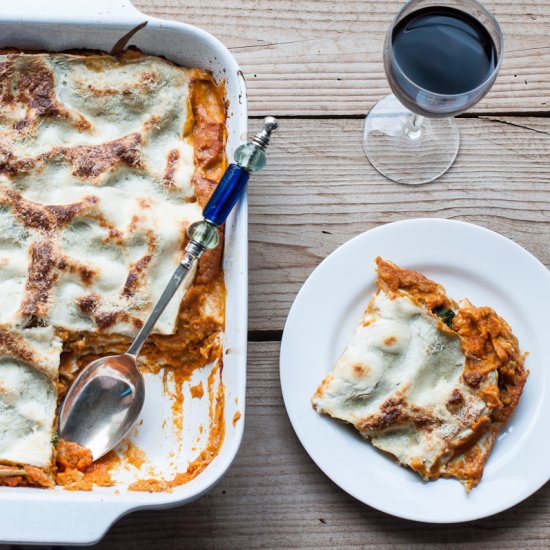 Tomato, Lentil and Spinach Lasagne