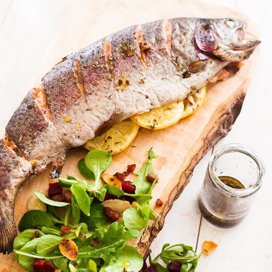 Whole Trout & Lambs Lettuce Salad