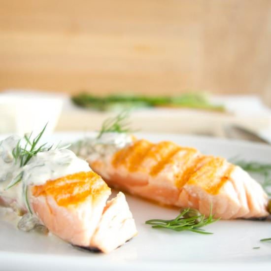 Salmon with dill caper cream