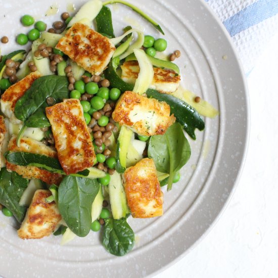 Pea and Haloumi salad